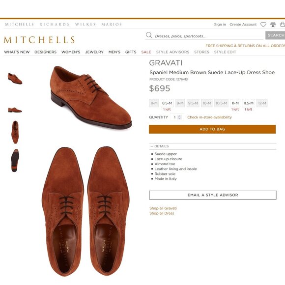 $695 Neiman Marcus GRAVATI 9 M Snuff Suede 12867 * add $15 new Cedar Trees main image 14
